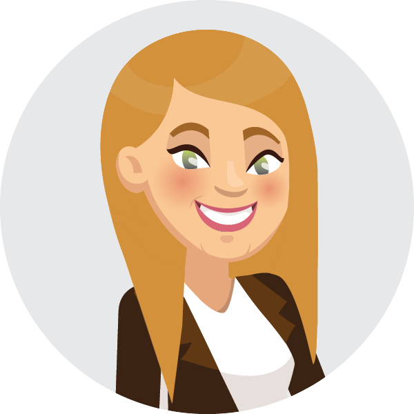 Cartoon icon of Lara with blonde hair from VSP Marketing Group